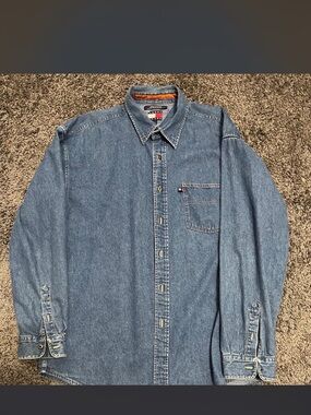 Tommy Jeans Classic Denim Button-Up Shirt - Light Blue